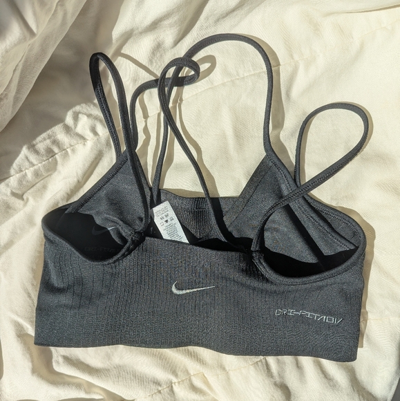 Nike Dri-Fit ayered Spagetti Strap XS Black Double Layer Sports Bra - Picture 2 of 4